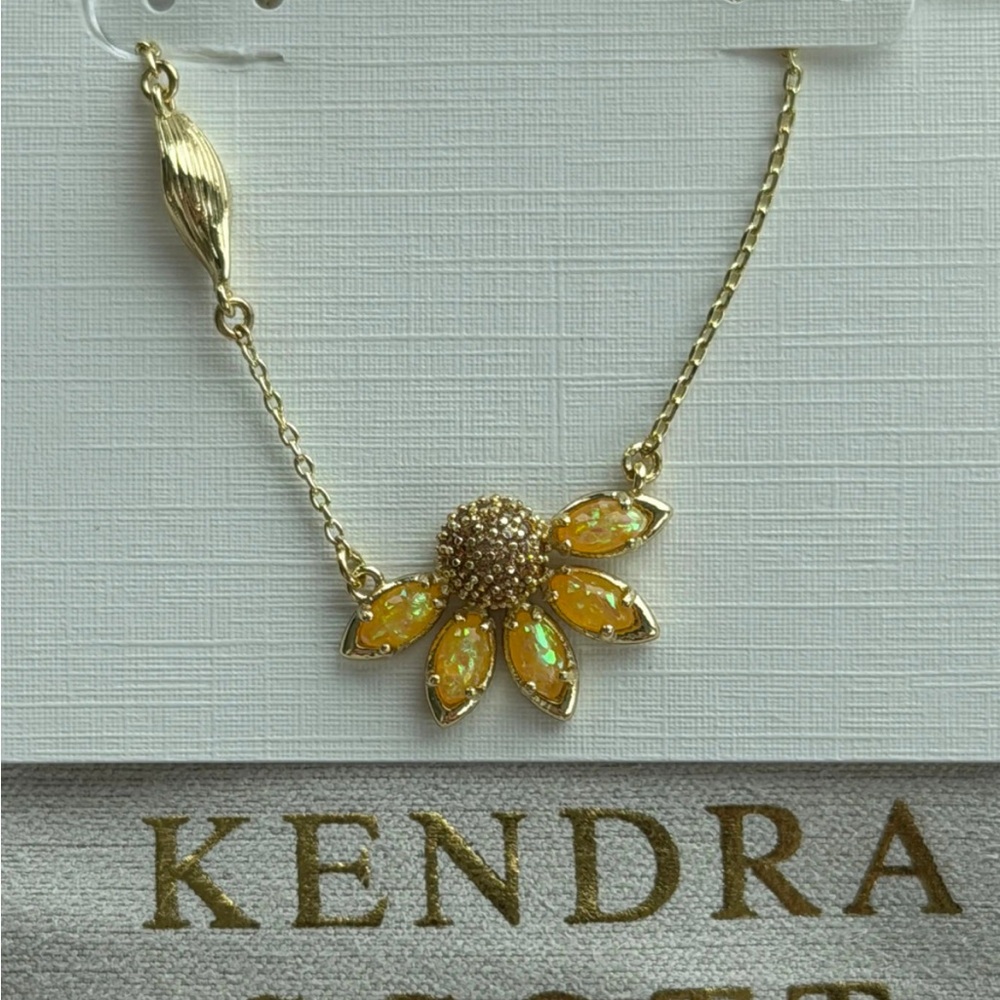Kendra Scott Gold-Tone Sunflower Necklace with Yellow Opal Petals